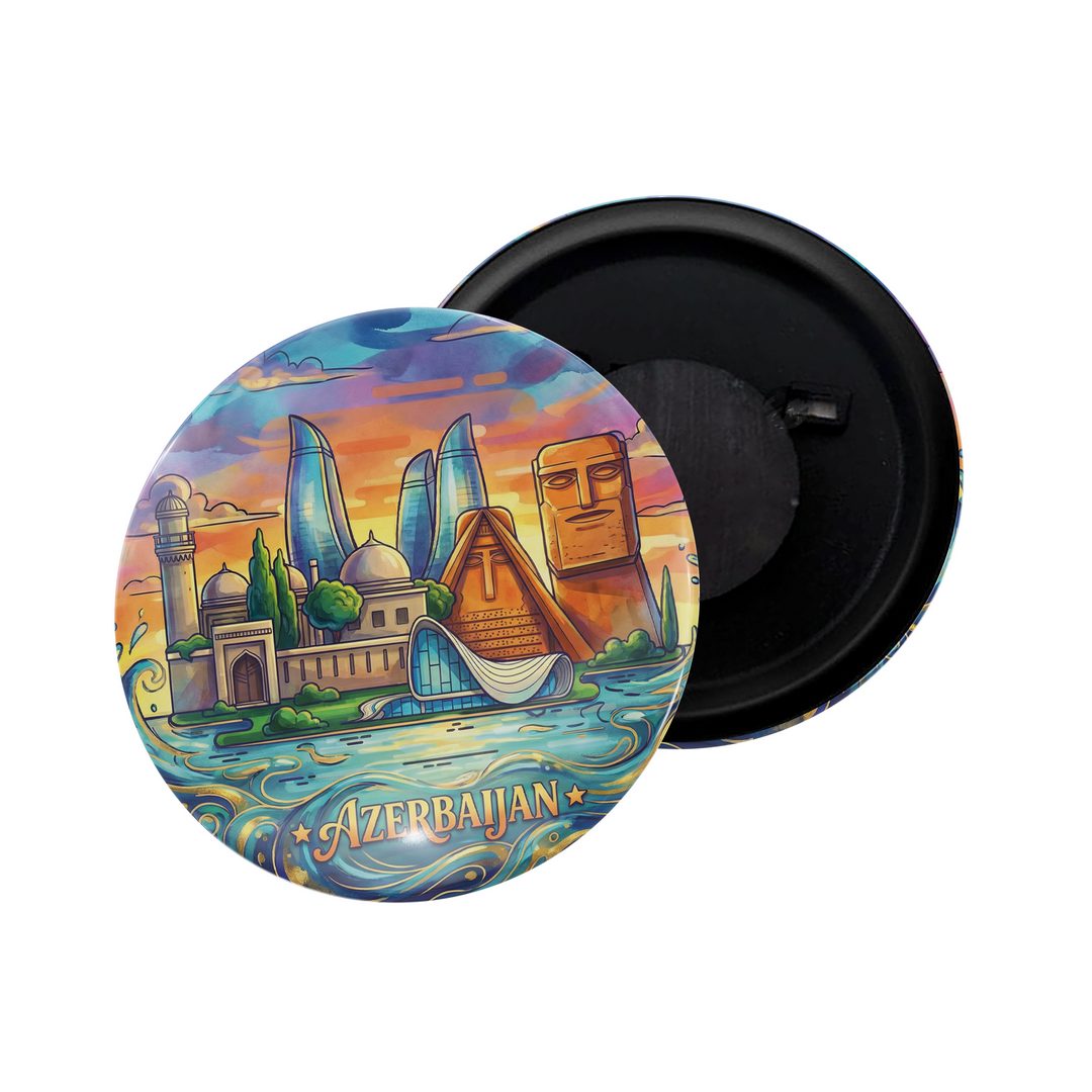 dhcrafts Fridge Magnet Yellow Color Azerbaijan Glossy Finish Design Pack of 1