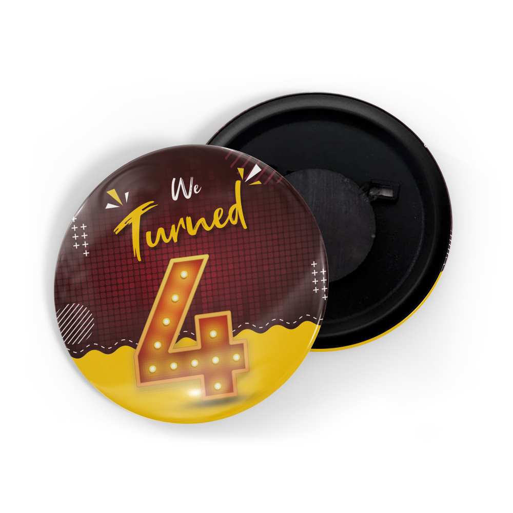 dhcrafts Fridge Magnet Multicolor We Turned 4 D1 Wedding / Anniversary / Ceremony / Valentine / Office / Firm / Celebration Glossy Finish Design Pack of 1