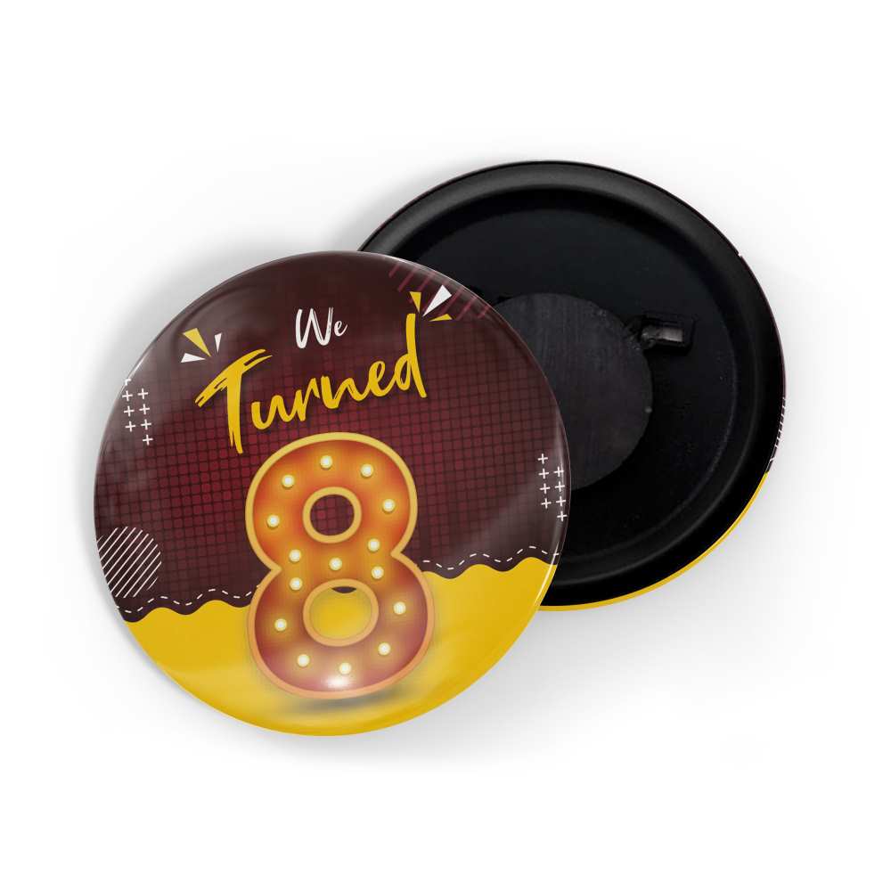 dhcrafts Fridge Magnet Multicolor We Turned 8 D1 Wedding / Anniversary / Ceremony / Valentine / Office / Firm / Celebration Glossy Finish Design Pack of 1