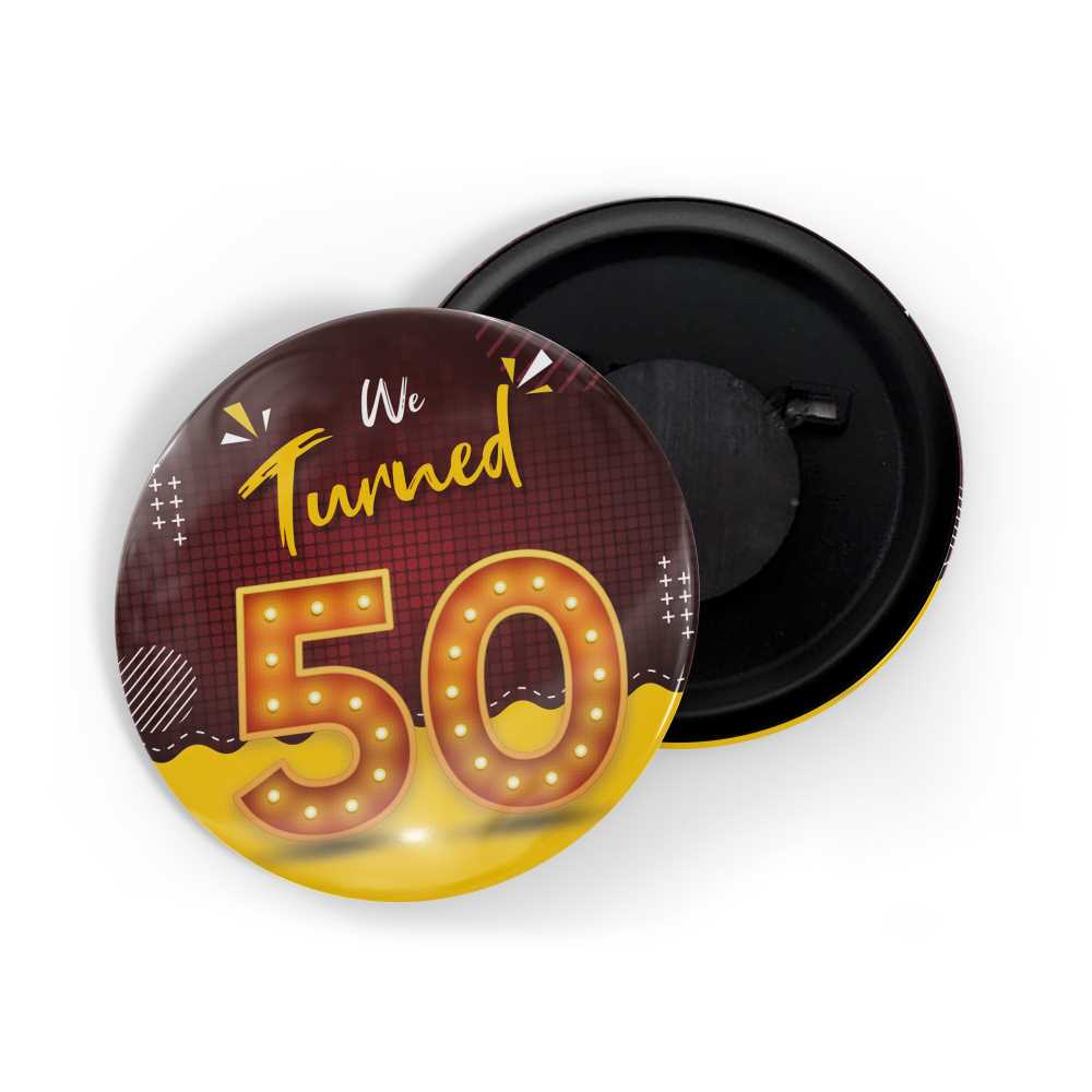 dhcrafts Fridge Magnet Multicolor We Turned 50 D1 Wedding / Anniversary / Ceremony / Valentine / Office / Firm / Celebration Glossy Finish Design Pack of 1