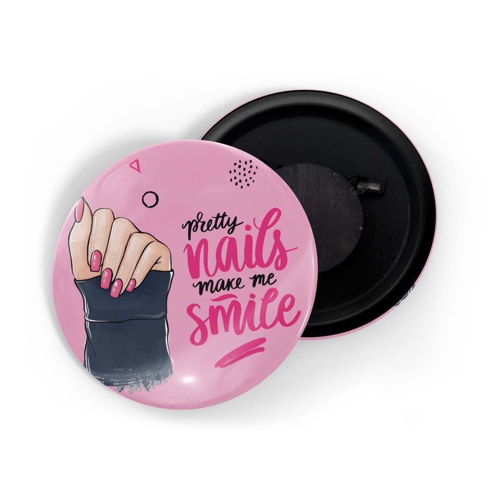 dhcrafts Fridge Magnet Pink Girl Power Pretty Nails Make Me Smile D2 Glossy Finish Design Pack of 1