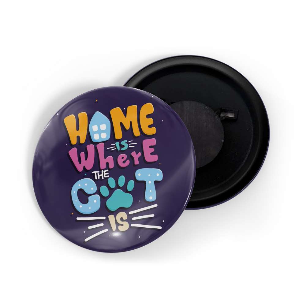 dhcrafts Fridge Magnet Purple Positive Quote Home Is Where Cat Is Glossy Finish Design Pack of 1