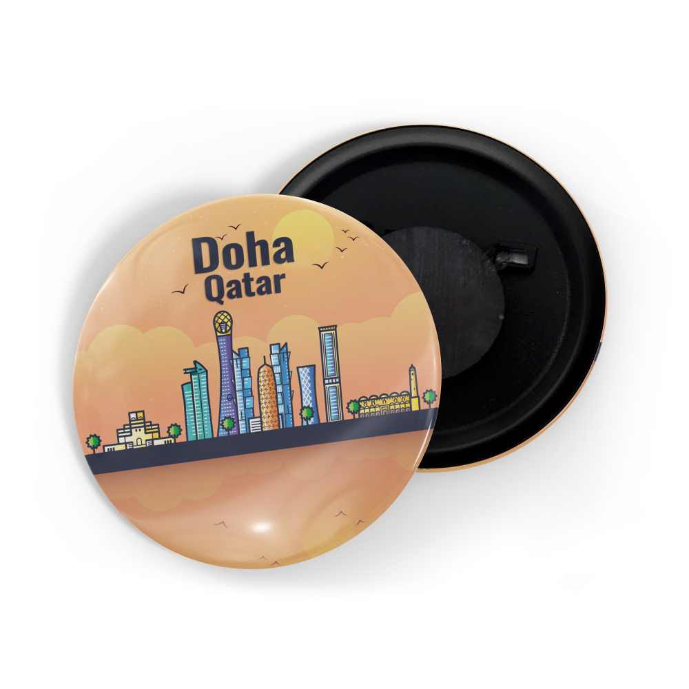 dhcrafts Fridge Magnet Orange Doha Qatar Glossy Finish Design Pack of 1 (58mm)