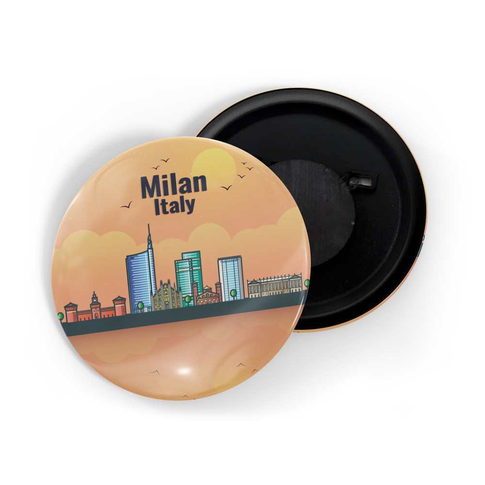 dhcrafts Fridge Magnet Orange Milan Italy Glossy Finish Design Pack of 1 (58mm)
