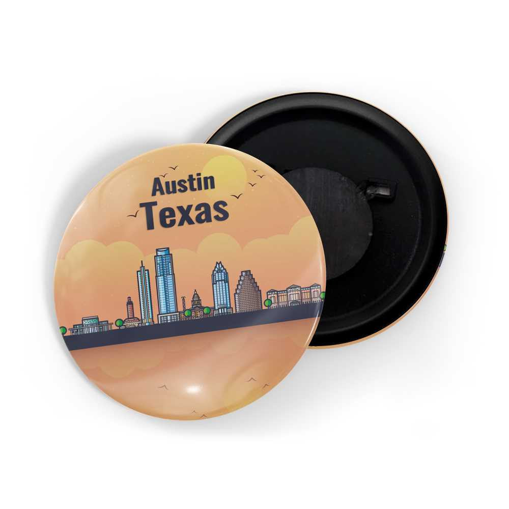 dhcrafts Fridge Magnet Orange Austin Texas Glossy Finish Design Pack of 1 (58mm)
