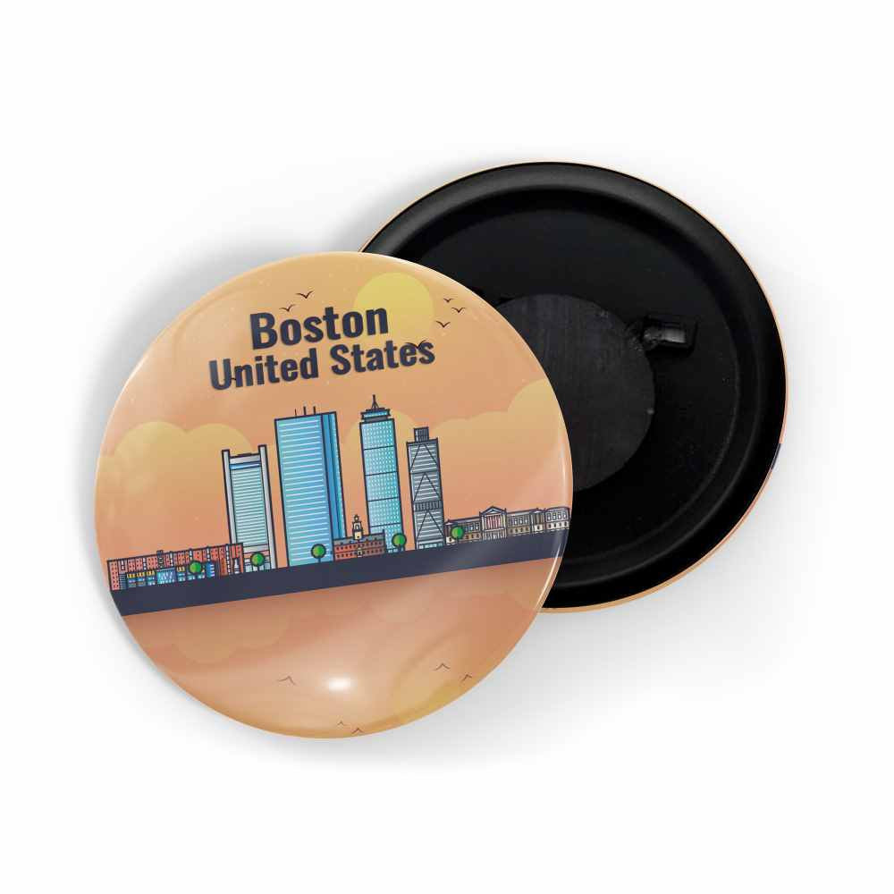 dhcrafts Fridge Magnet Orange Boston United States Glossy Finish Design Pack of 1 (58mm)