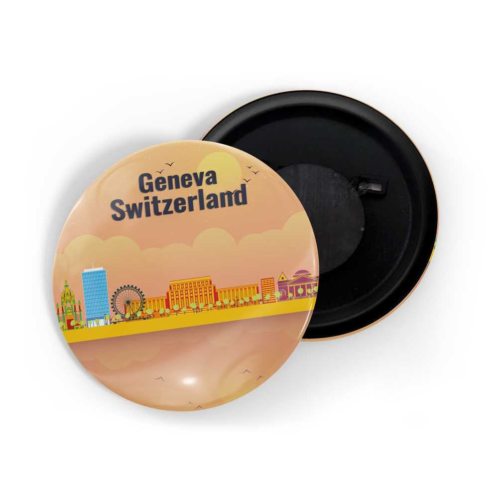 dhcrafts Fridge Magnet Orange Geneva Switzerland Glossy Finish Design Pack of 1 (58mm)