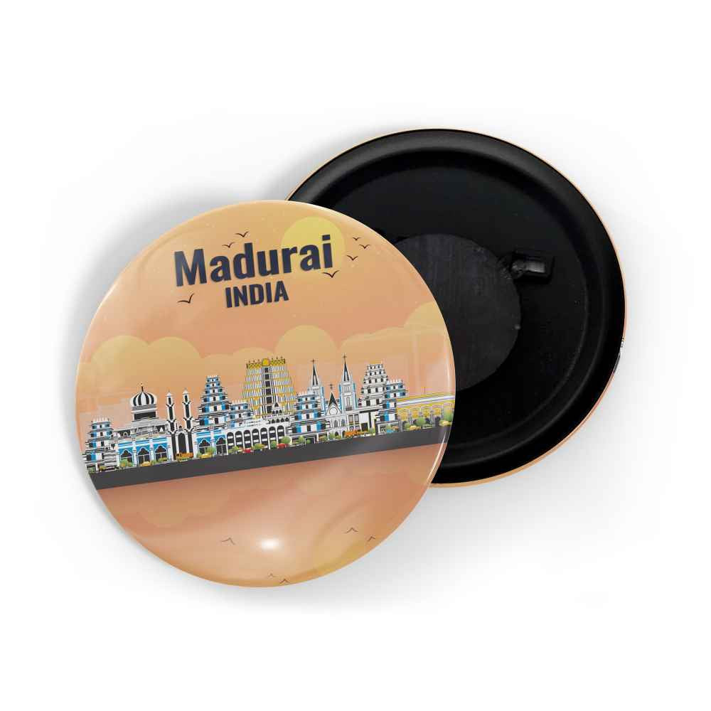 dhcrafts Fridge Magnet Orange Madurai India Glossy Finish Design Pack of 1 (58mm)
