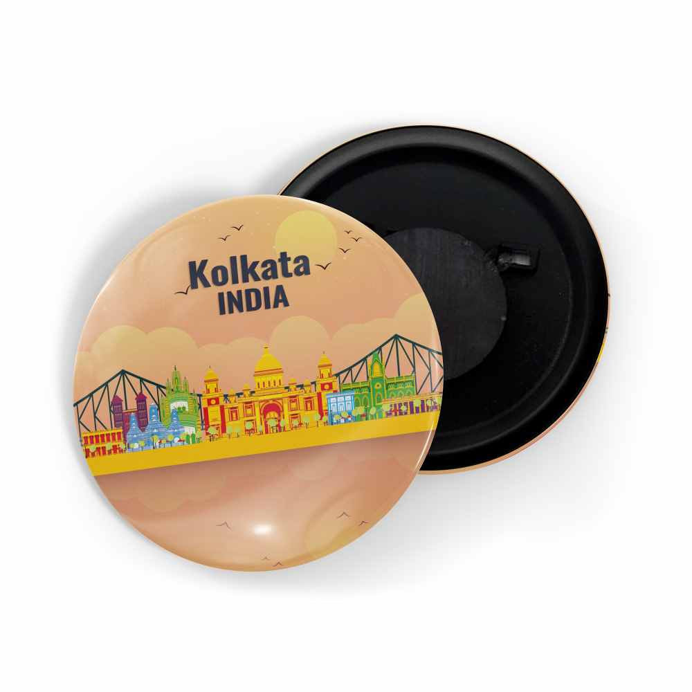 dhcrafts Fridge Magnet Orange Kolkata India Glossy Finish Design Pack of 1 (58mm)