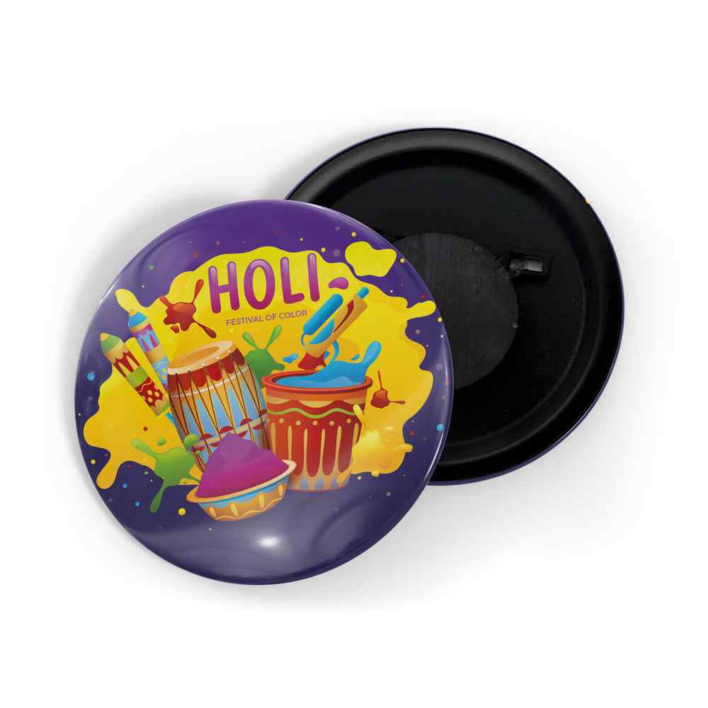 dhcrafts Fridge Magnet Purple Holi D2 Glossy Finish Design Pack of 1 (58mm)