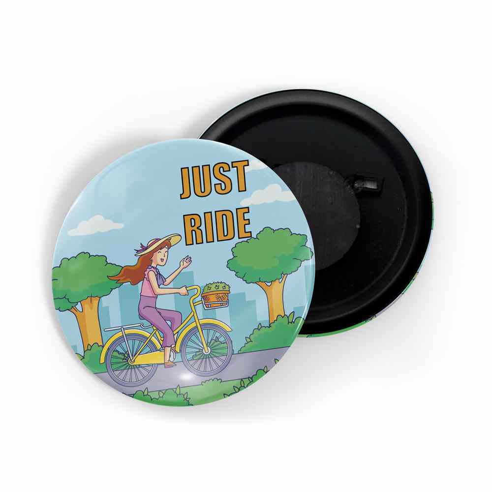 dhcrafts Fridge Magnet Multicolor Just Ride D2 Glossy Finish Design Pack of 1 (58mm)