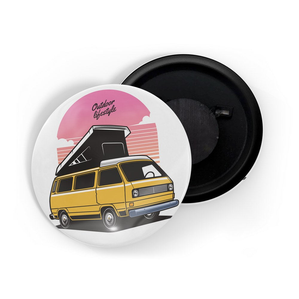 dhcrafts Fridge Magnet White Classic legend Vitnage Car Automobile D24 Glossy Finish Design Pack of 1 (58mm)