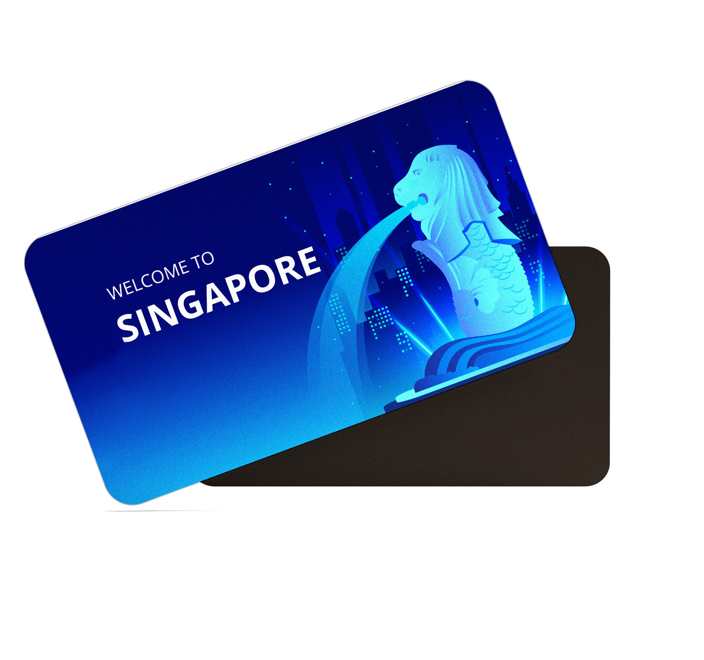 dhcrafts Rectangular Fridge Magnet Blue Singapore Design Pack of 1 (8.6cm x 5.4cm)