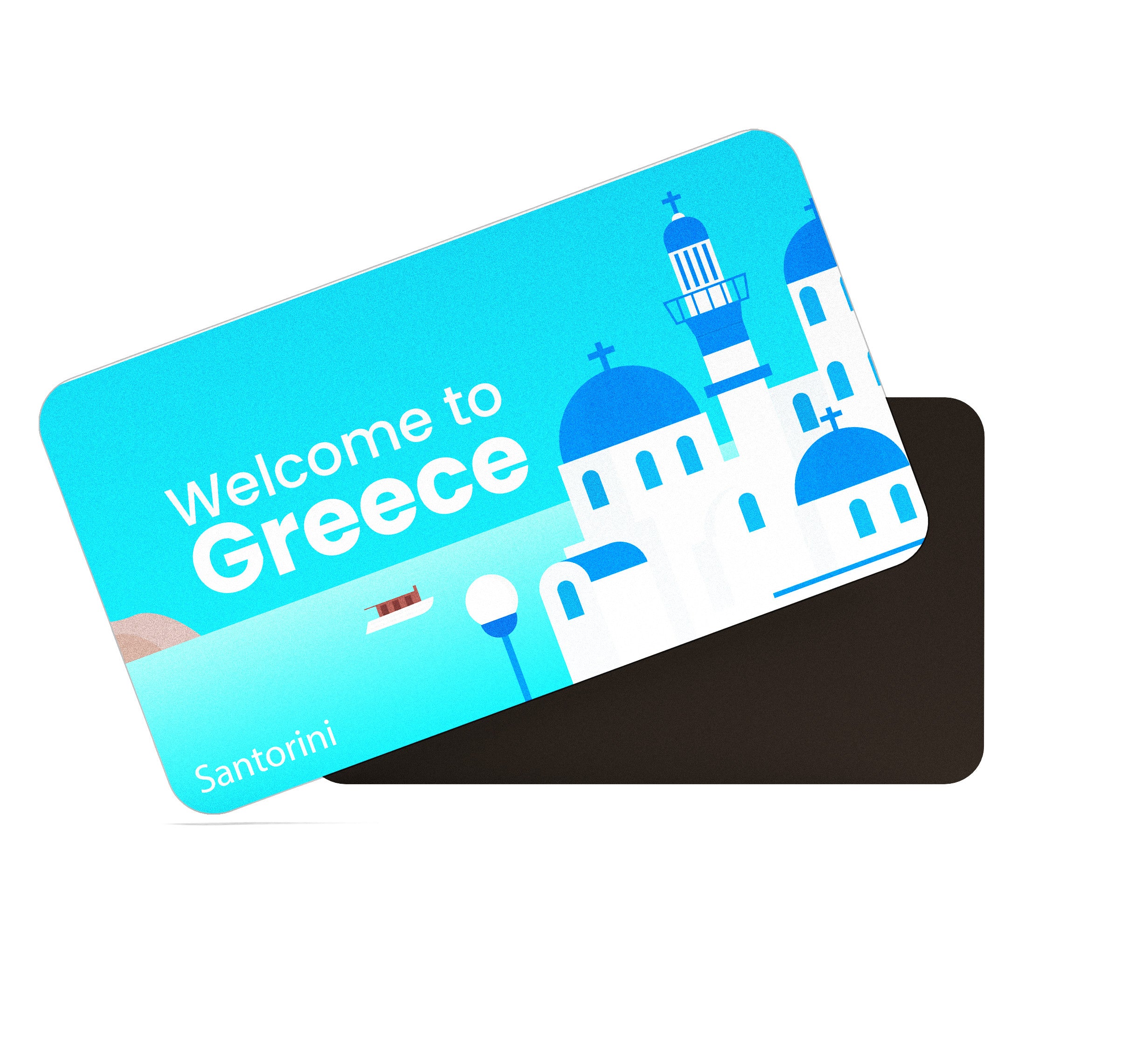 dhcrafts Rectangular Fridge Magnet Blue Greece D2 Design Pack of 1 (8.6cm x 5.4cm)