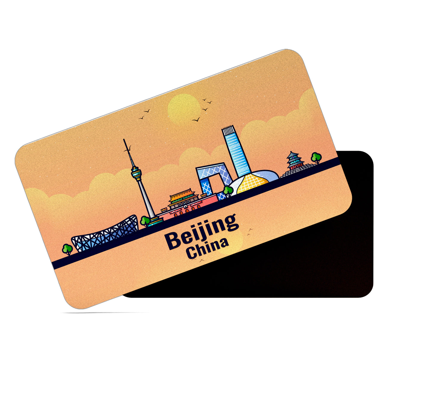 dhcrafts Rectangular Fridge Magnet Orange China Beijing Design Pack of 1 (8.6cm x 5.4cm)