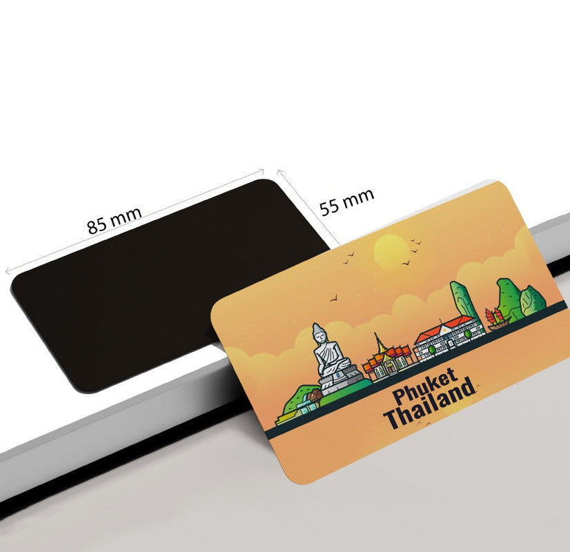 dhcrafts Rectangular Rubber Fridge Magnet / Magnetic Card Orange Thailand Phuket Design Pack of 1 (8.6cm x 5.4cm)