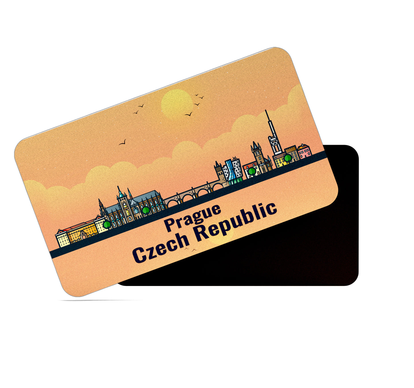 dhcrafts Rectangular Fridge Magnet Orange Czech Republic Prague Design Pack of 1 (8.6cm x 5.4cm)
