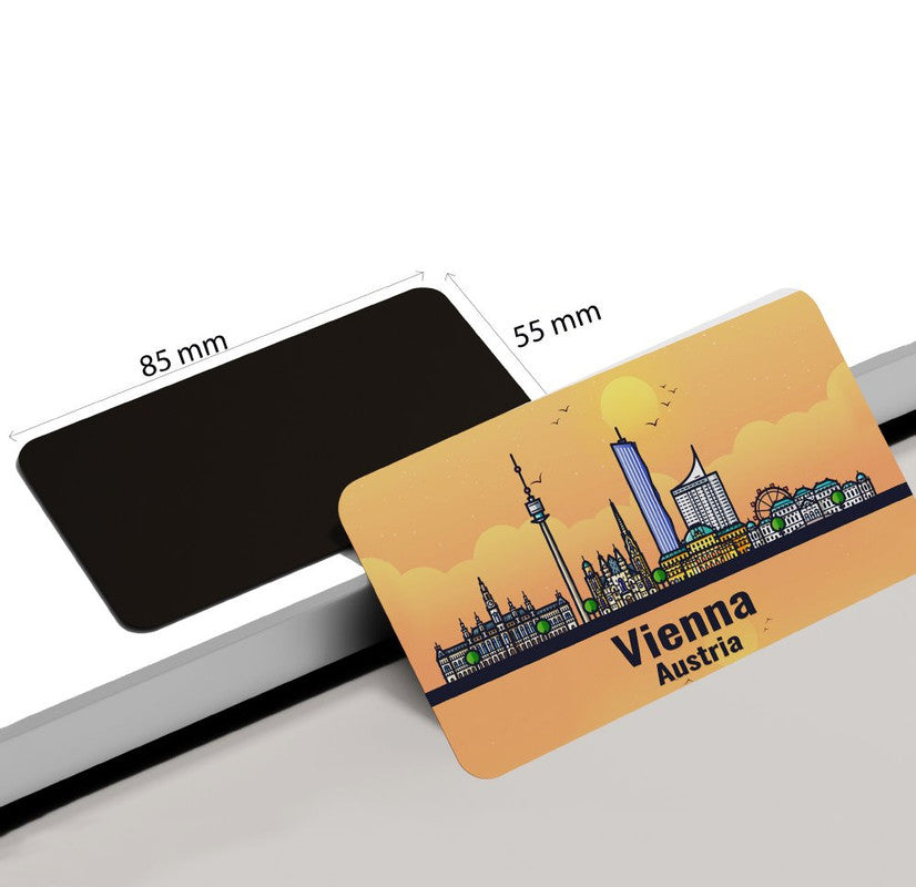 dhcrafts Rectangular Rubber Fridge Magnet / Magnetic Card Orange Austria Vienna Design Pack of 1 (8.6cm x 5.4cm)