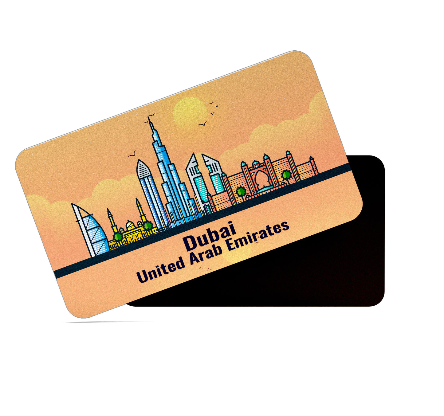 dhcrafts Rectangular Fridge Magnet Orange United Arab Emirates Dubai Design Pack of 1 (8.6cm x 5.4cm)