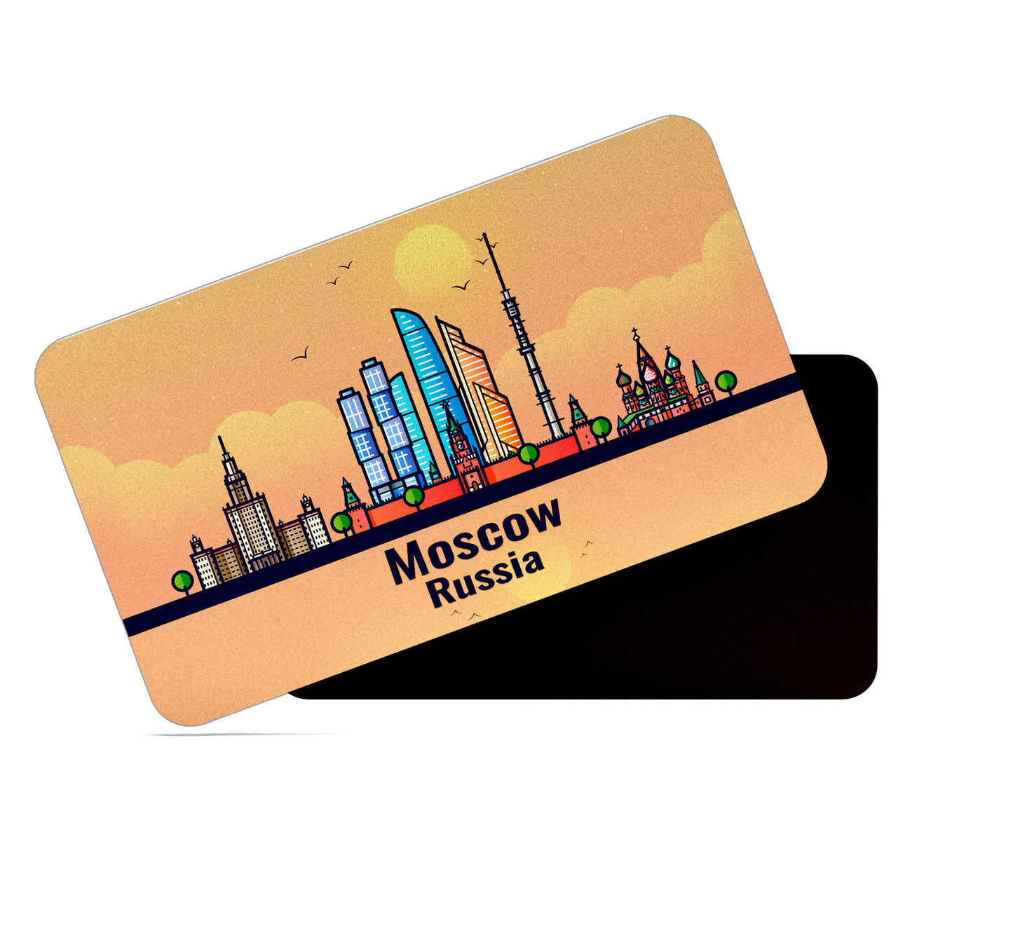 dhcrafts Rectangular Fridge Magnet Orange Russia Moscow Design Pack of 1 (8.6cm x 5.4cm)