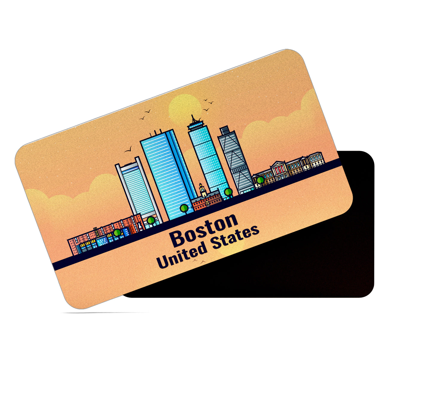 dhcrafts Rectangular Fridge Magnet Orange United States Boston Design Pack of 1 (8.6cm x 5.4cm)