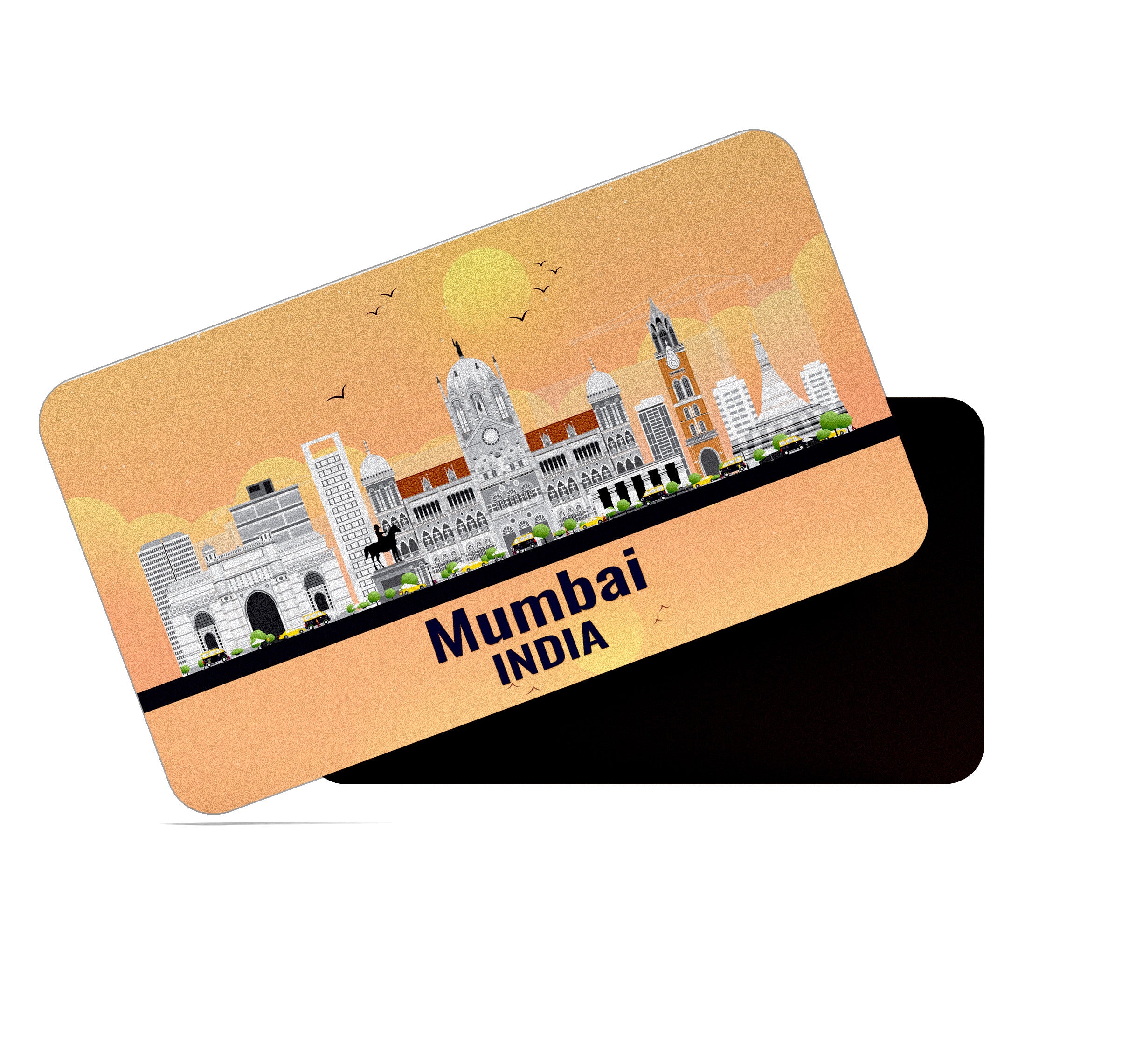 dhcrafts Rectangular Fridge Magnet Orange India Mumbai Design Pack of 1 (8.6cm x 5.4cm)