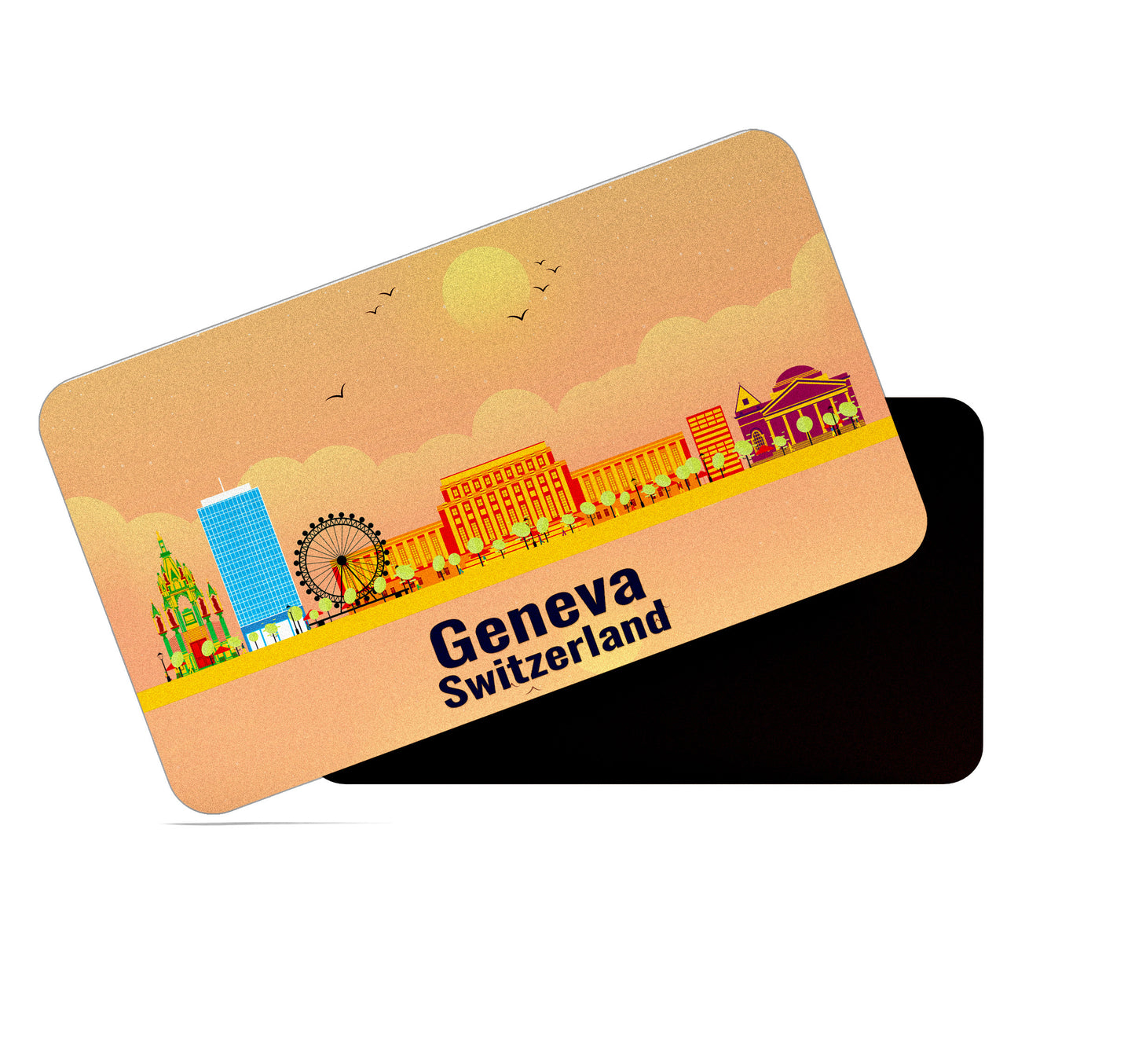 dhcrafts Rectangular Fridge Magnet Orange Switzerland Geneva Design Pack of 1 (8.6cm x 5.4cm)