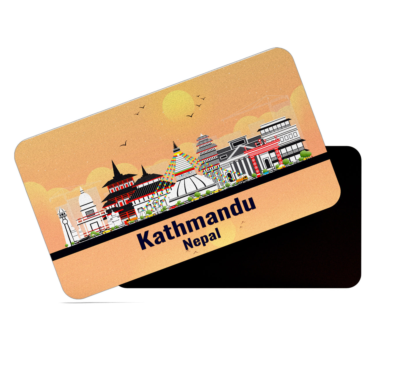 dhcrafts Rectangular Fridge Magnet Orange Nepal Kathmandu Design Pack of 1 (8.6cm x 5.4cm)