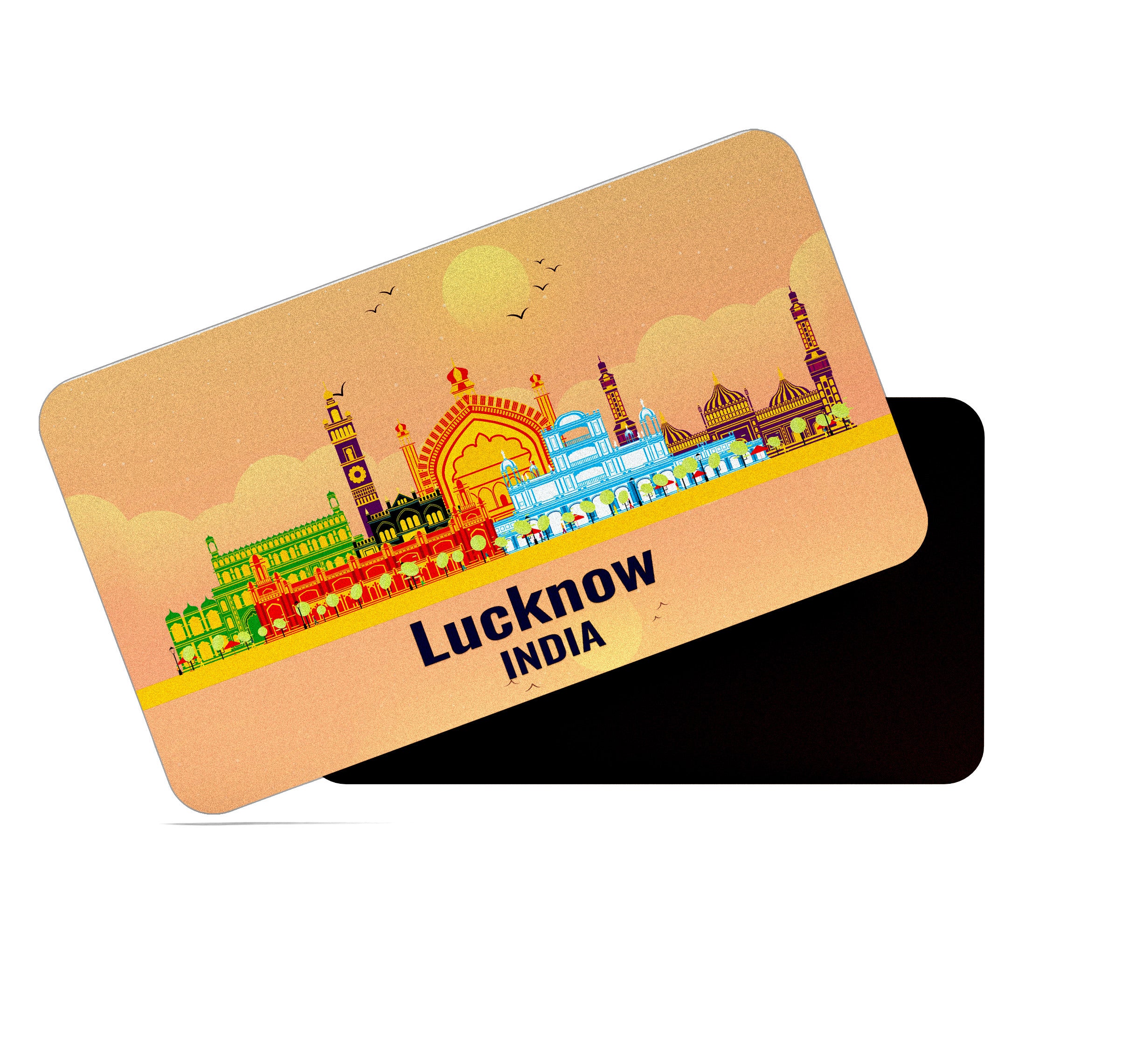 dhcrafts Rectangular Fridge Magnet Orange India Lucknow Design Pack of 1 (8.6cm x 5.4cm)