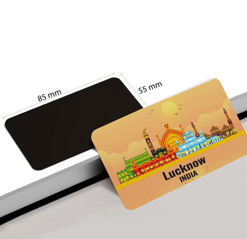 dhcrafts Rectangular Rubber Fridge Magnet / Magnetic Card Orange India Lucknow Design Pack of 1 (8.6cm x 5.4cm)