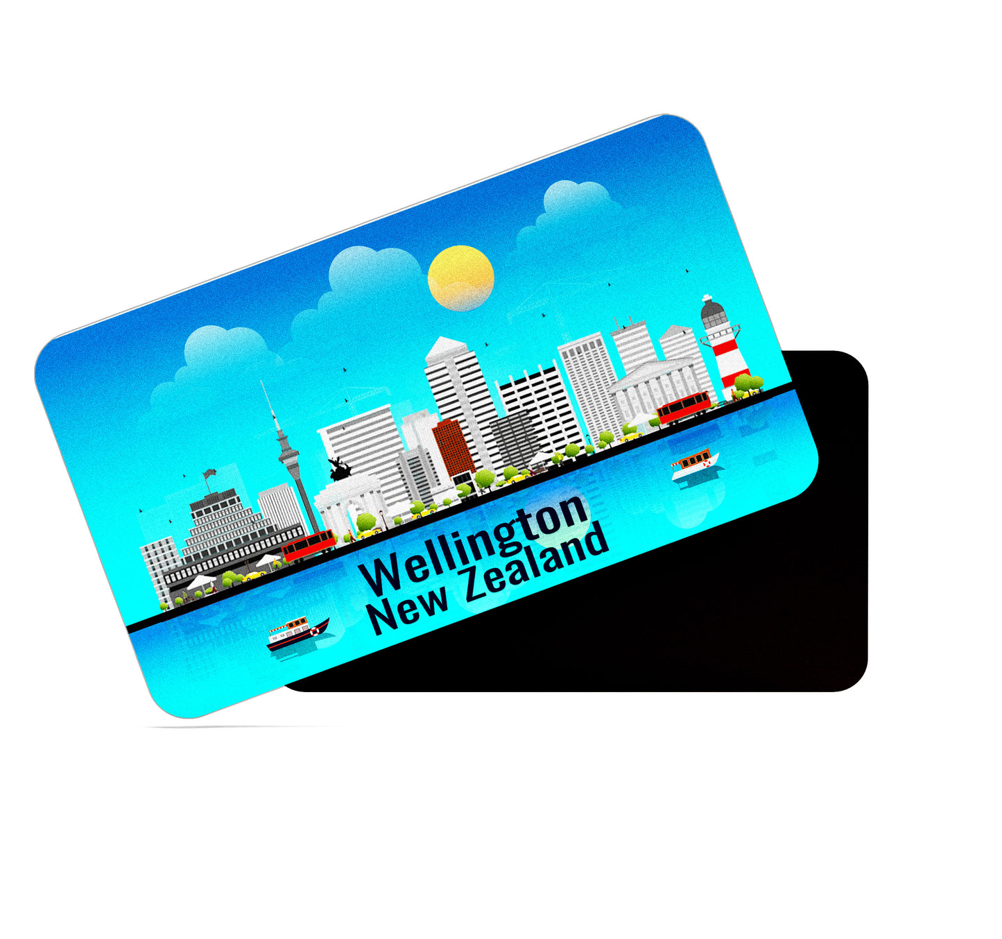 dhcrafts Rectangular Fridge Magnet Blue New Zealand Wellington Design Pack of 1 (8.6cm x 5.4cm)