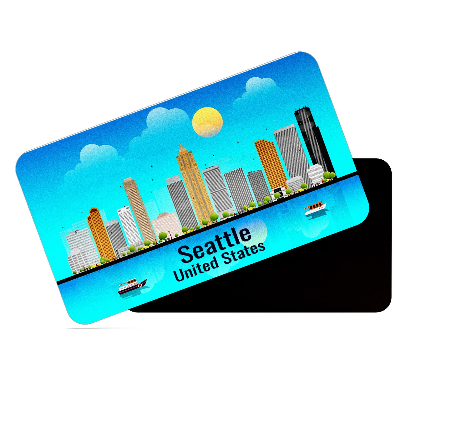 dhcrafts Rectangular Fridge Magnet Blue United States Seattle Design Pack of 1 (8.6cm x 5.4cm)