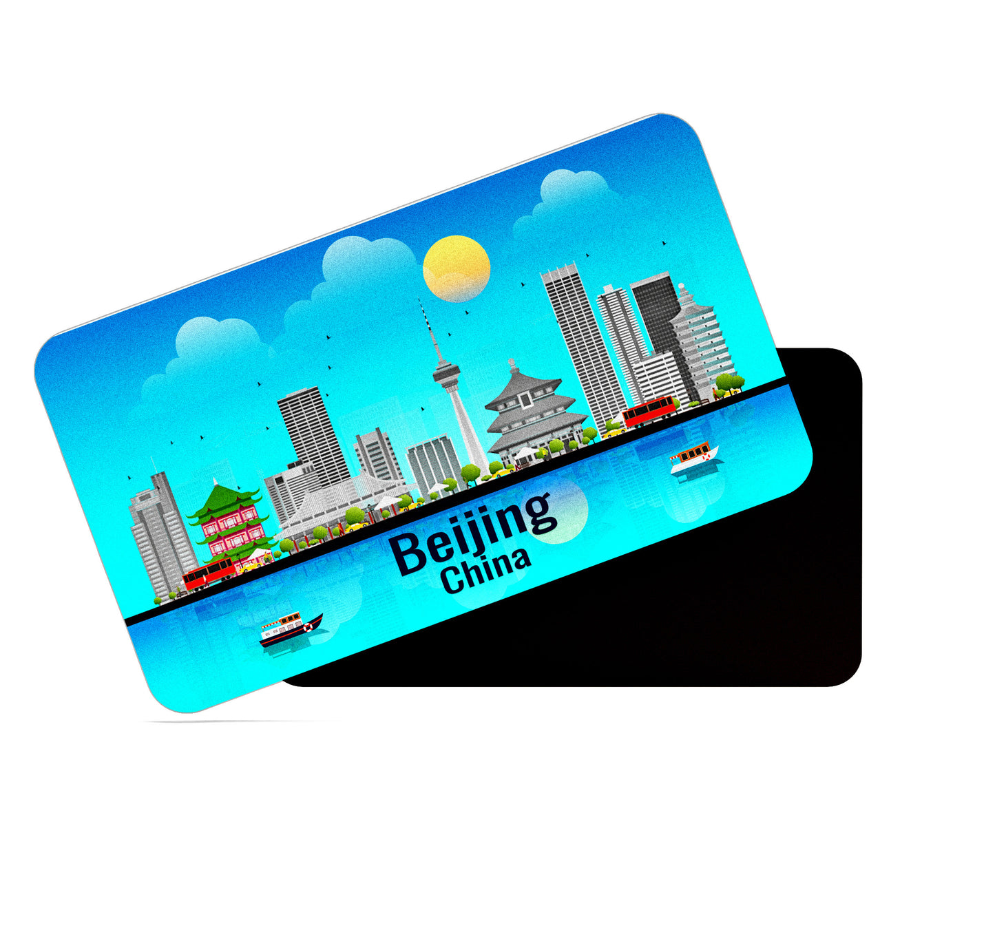 dhcrafts Rectangular Fridge Magnet Blue China Beijing Design Pack of 1 (8.6cm x 5.4cm)
