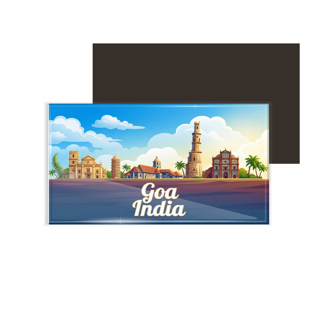 dhcrafts Rectangular Fridge Magnet Goa Multicolor Goa India Design Pack of 1 (8.6cm x 5.4cm)