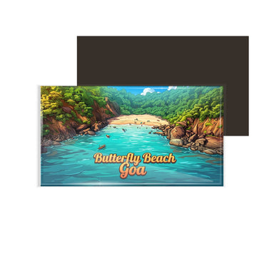 dhcrafts Rectangular Fridge Magnet Goa Multicolor Butterfly Beach Design Pack of 1 (8.6cm x 5.4cm)