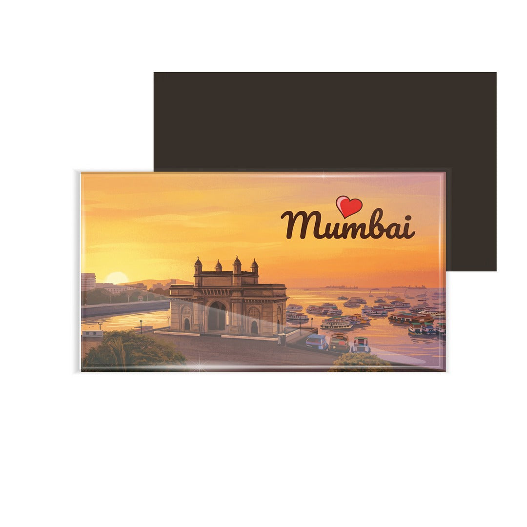 dhcrafts Rectangular Fridge Magnet Multicolor Mumbai Design Pack of 1 (8.6cm x 5.4cm)
