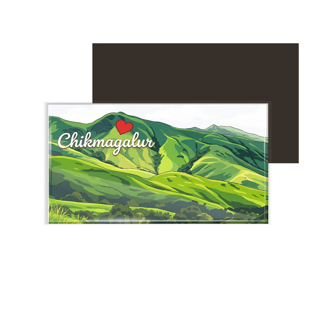 dhcrafts Rectangular Fridge Magnet Multicolor Karnataka Chikmangalur D2 Design Pack of 1 (8.6cm x 5.4cm)