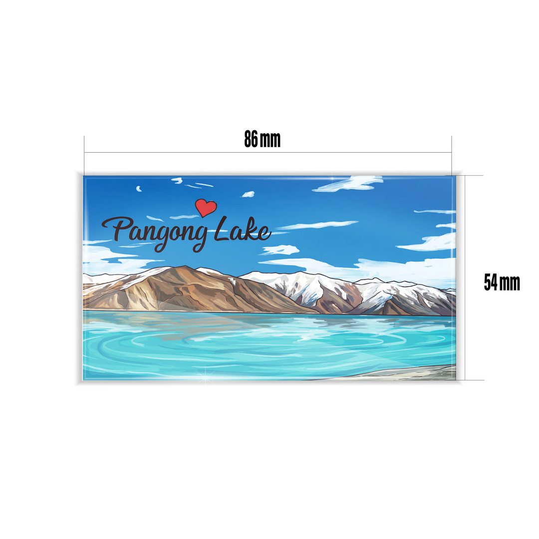 dhcrafts Rectangular Fridge Magnet Multicolor Ladakh Pangong Lake Design Pack of 1 (8.6cm x 5.4cm)