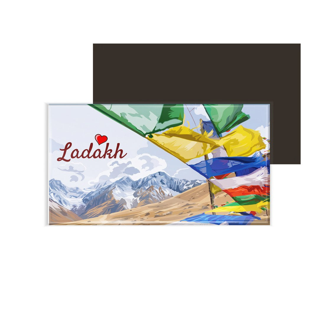 dhcrafts Rectangular Fridge Magnet Multicolor Ladakh Design Pack of 1 (8.6cm x 5.4cm)