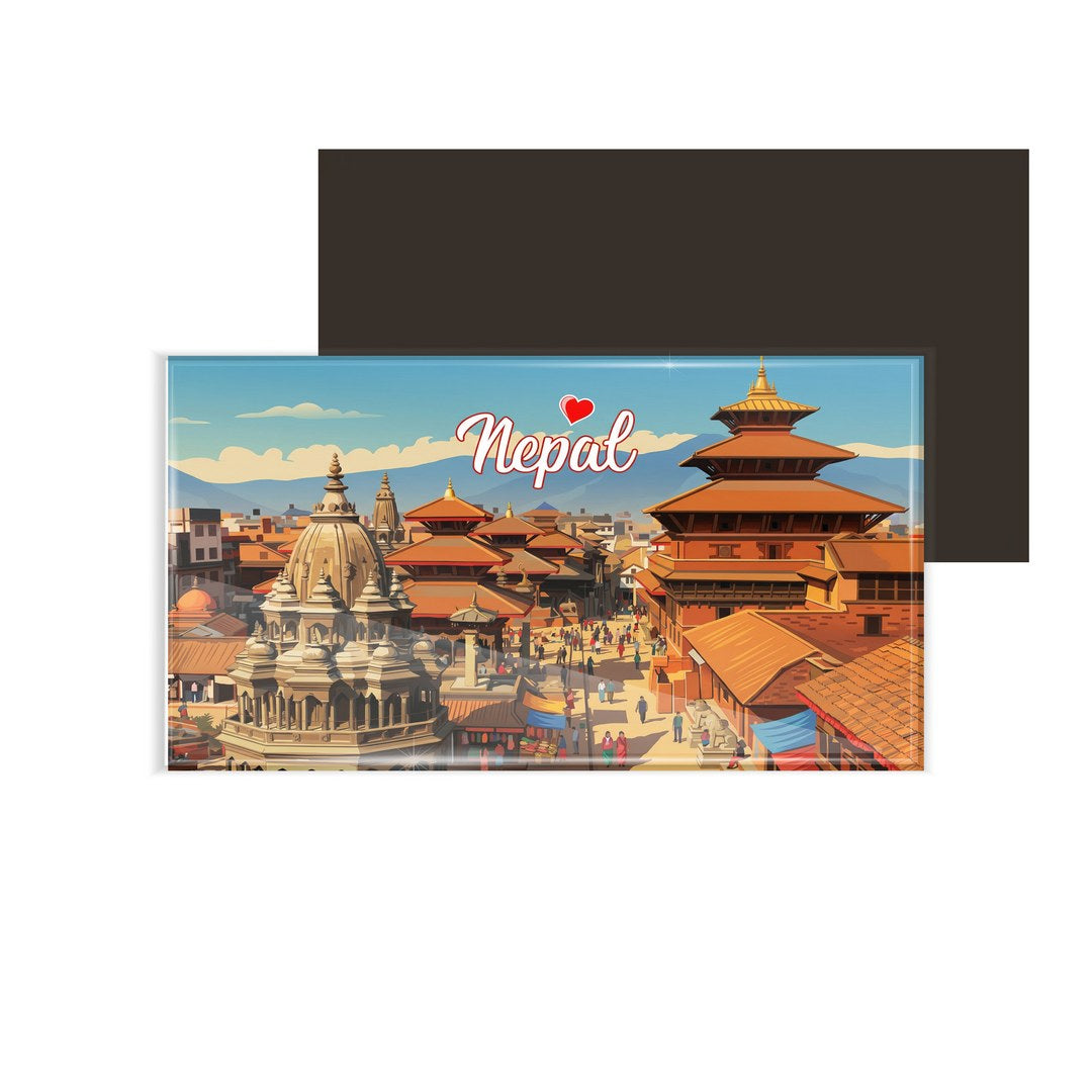 dhcrafts Rectangular Fridge Magnet Multicolor Nepal Design Pack of 1 (8.6cm x 5.4cm)