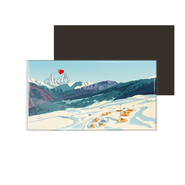 dhcrafts Rectangular Fridge Magnet Multicolor Uttarakhand Auli Design Pack of 1 (8.6cm x 5.4cm)