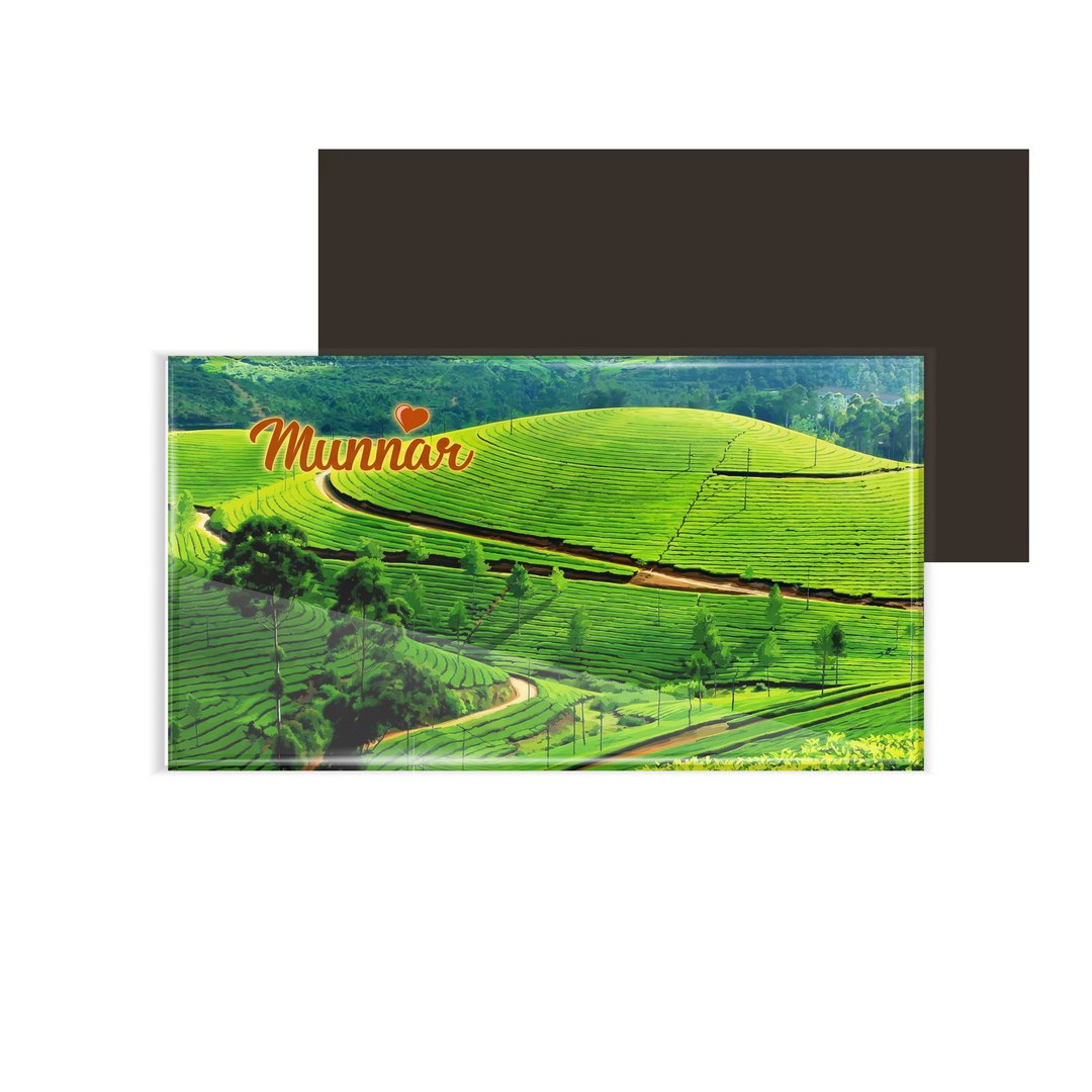 dhcrafts Rectangular Fridge Magnet Multicolor Kerala Munnar Design Pack of 1 (8.6cm x 5.4cm)