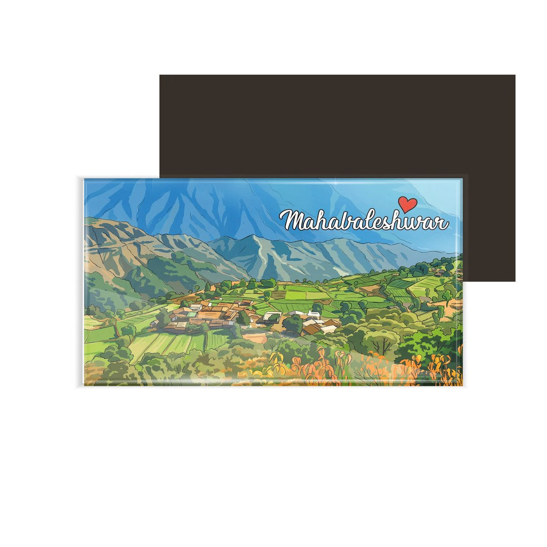 dhcrafts Rectangular Fridge Magnet Multicolor Maharashtra Mahabaleshwar Design Pack of 1 (8.6cm x 5.4cm)