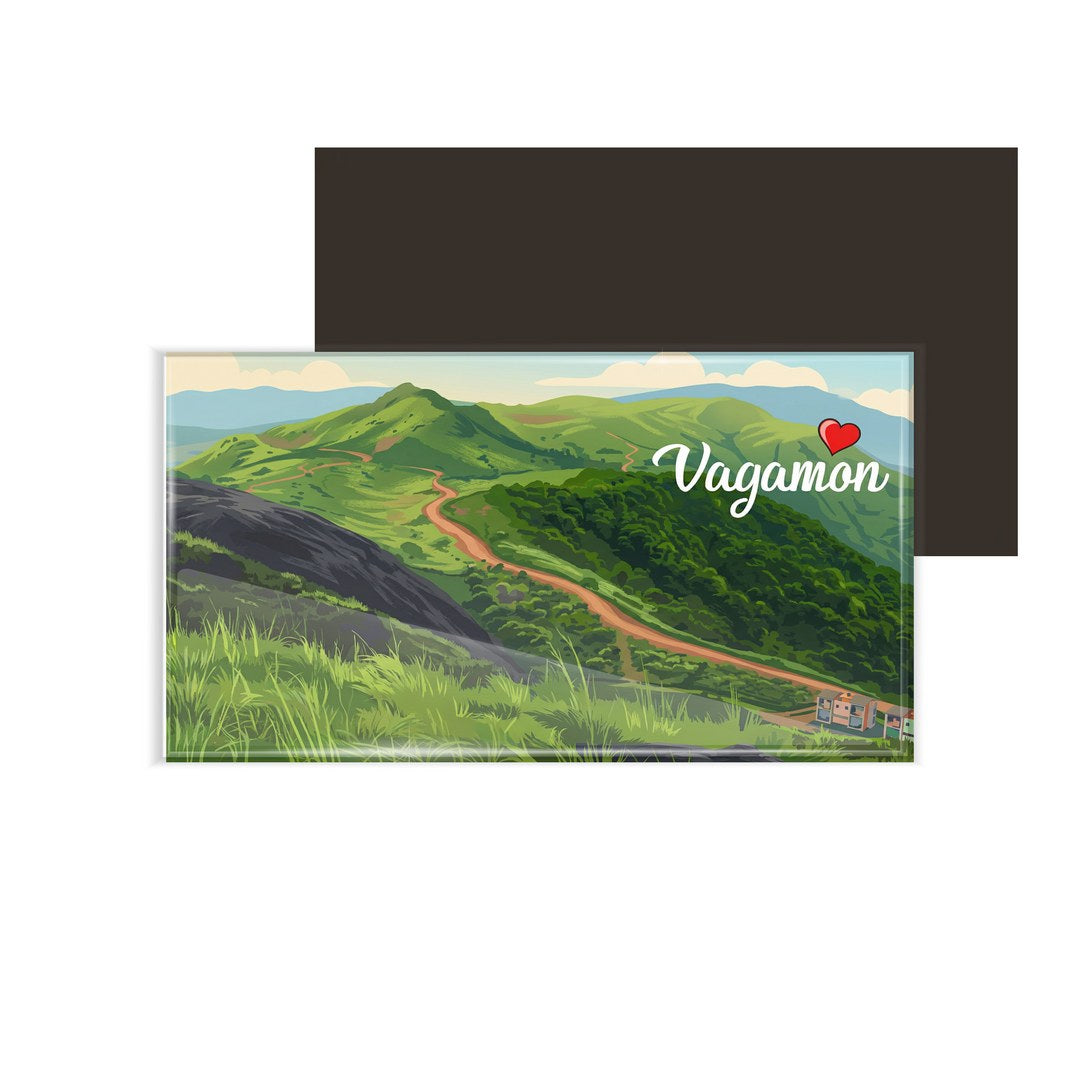 dhcrafts Rectangular Fridge Magnet Multicolor Kerala Vagamon Design Pack of 1 (8.6cm x 5.4cm)