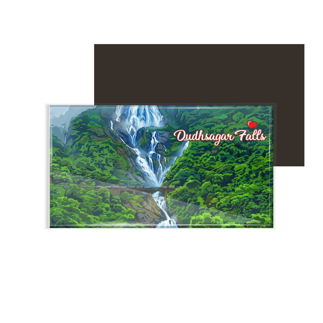 dhcrafts Rectangular Fridge Magnet Multicolor Goa Dudhsagar Falls Design Pack of 1 (8.6cm x 5.4cm)