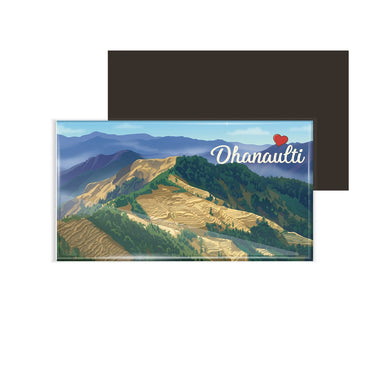 dhcrafts Rectangular Fridge Magnet Multicolor Uttarakhand Dhanaulti Design Pack of 1 (8.6cm x 5.4cm)