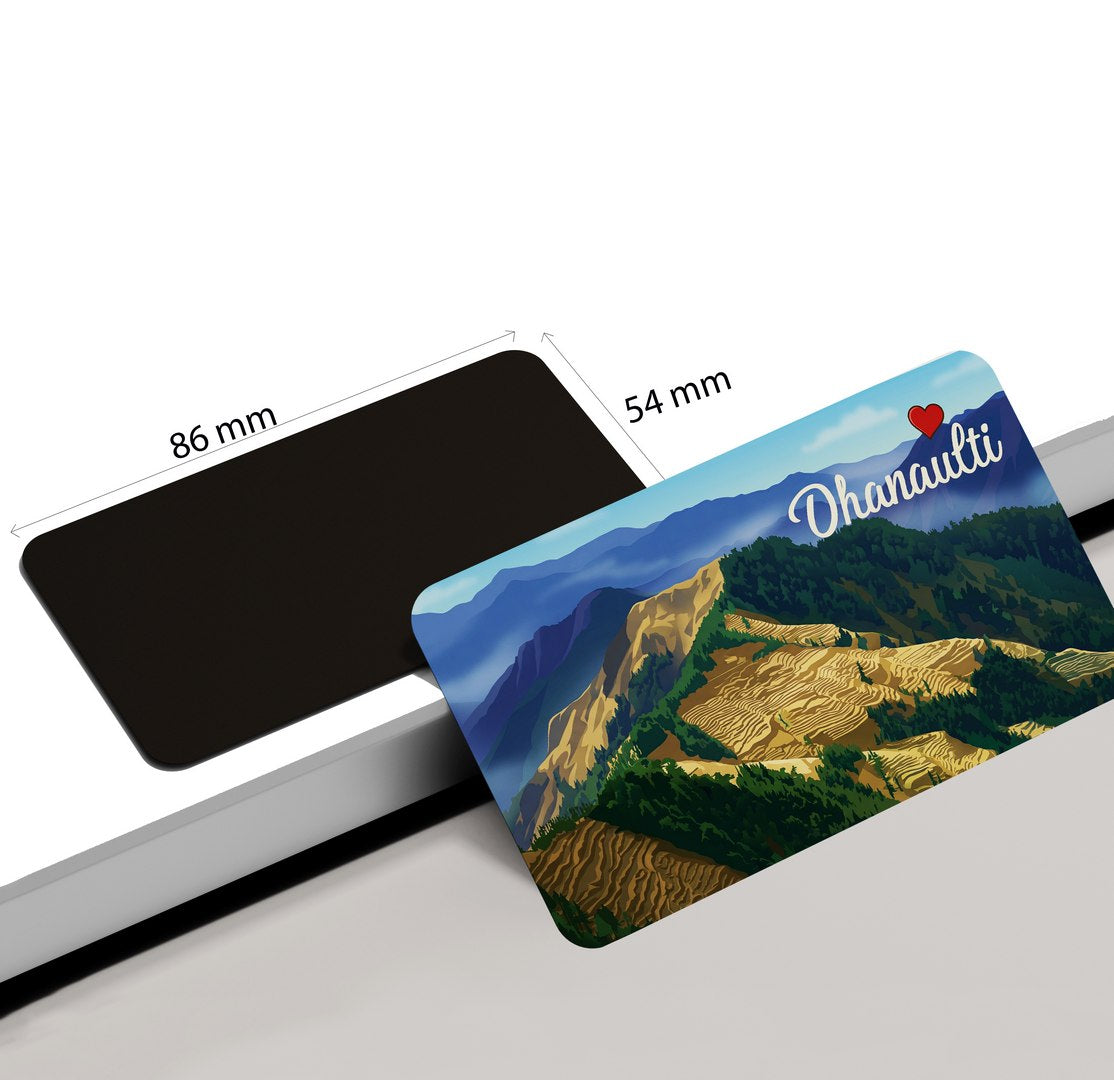 dhcrafts Rectangular Fridge Magnet Multicolor Uttarakhand Dhanaulti Design Pack of 1 (8.6cm x 5.4cm)