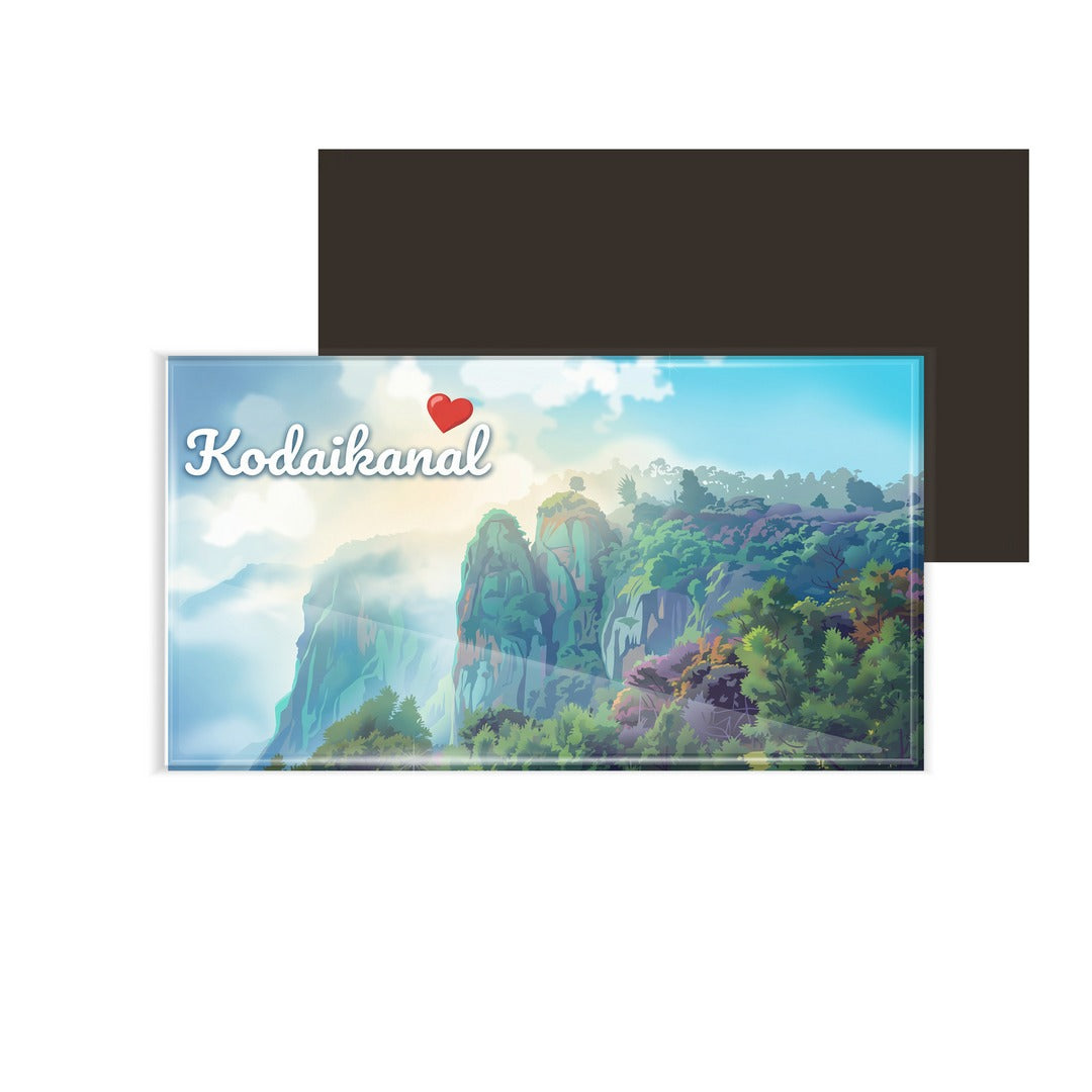 dhcrafts Rectangular Fridge Magnet Multicolor Tamil Nadu Kodaikanal D2 Design Pack of 1 (8.6cm x 5.4cm)