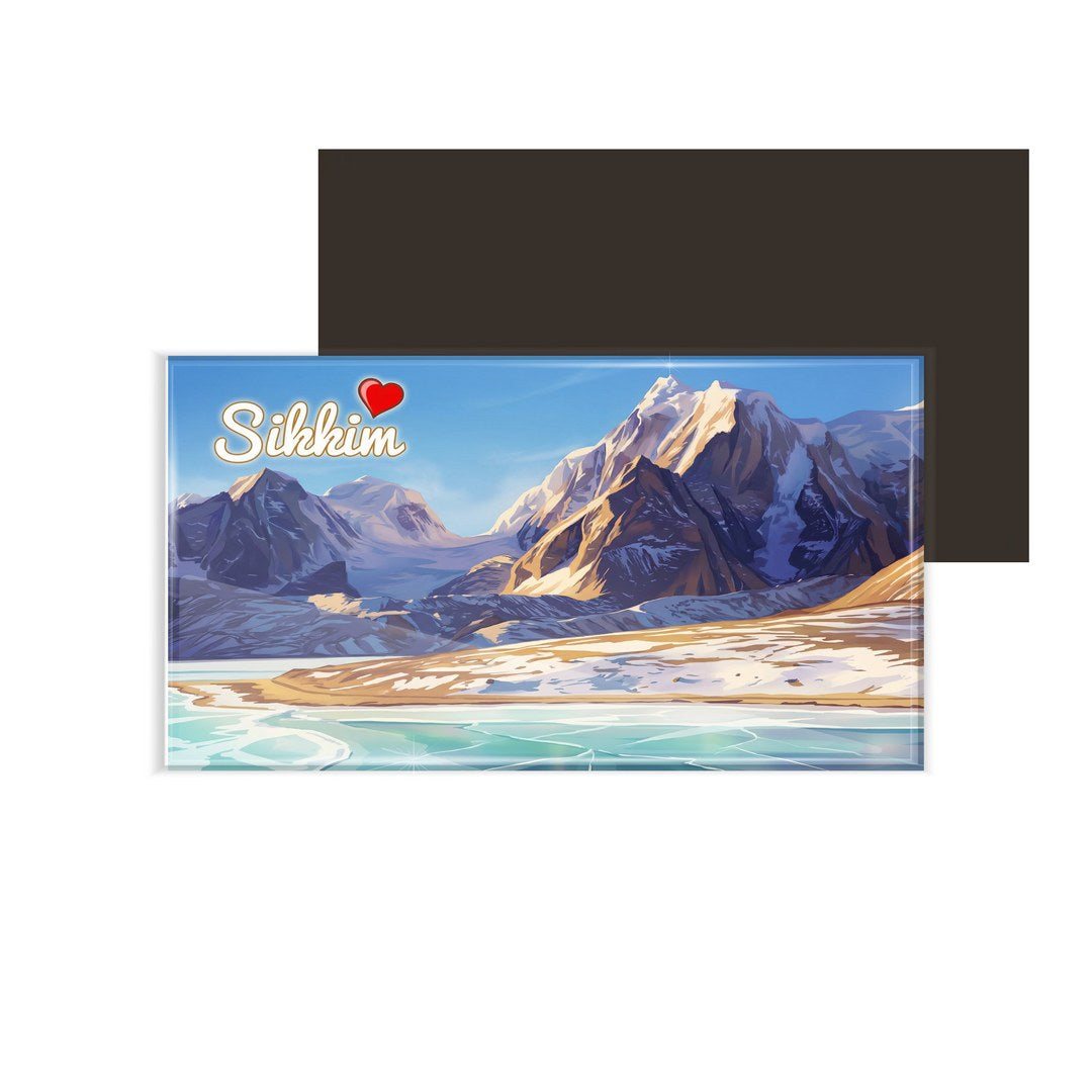 dhcrafts Rectangular Fridge Magnet Multicolor Sikkim D2 Design Pack of 1 (8.6cm x 5.4cm)