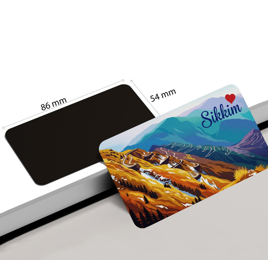 dhcrafts Rectangular Fridge Magnet Multicolor Sikkim D4 Design Pack of 1 (8.6cm x 5.4cm)